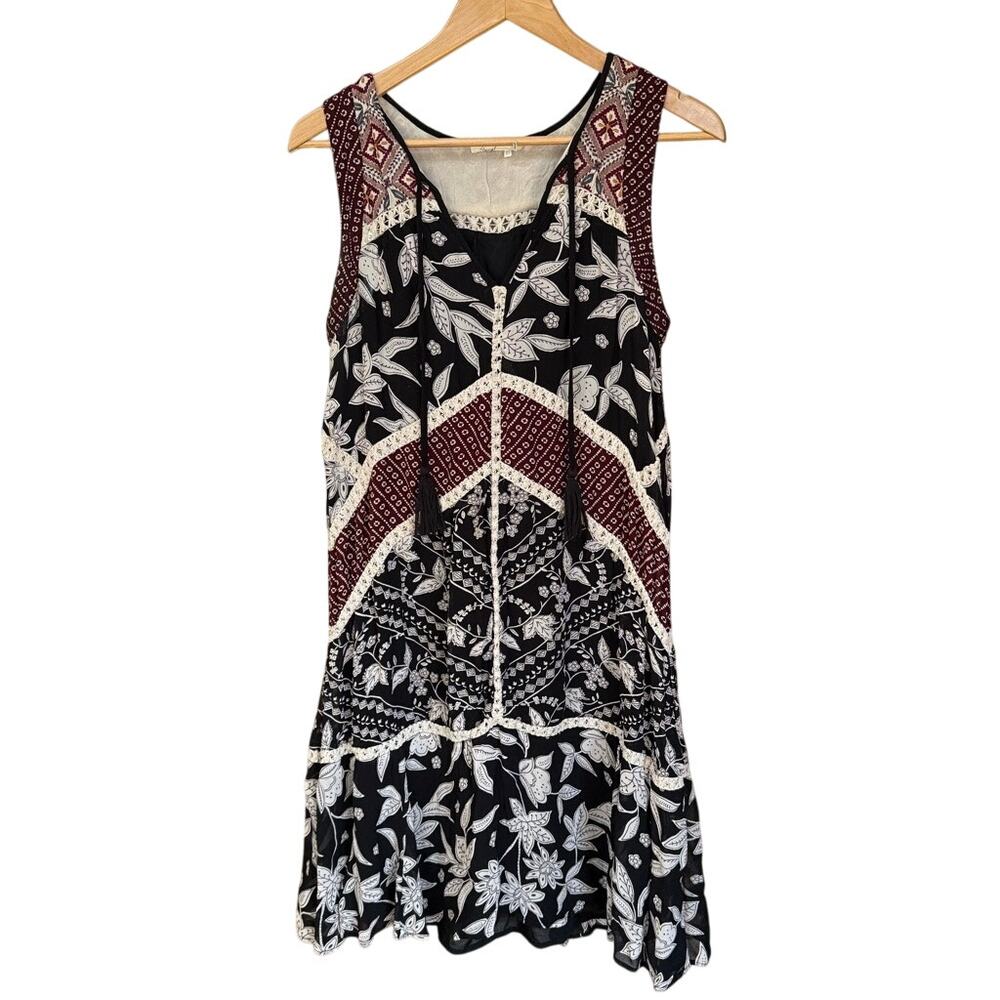 Anthropologie Floreat Knee Length Boho Crochet Patchwork 6 Dress MSRP $179